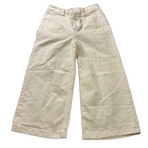 Point Sur Women's Cream High Waisted Wide Leg Crop Trousers 28" waist